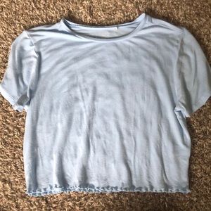 pacsun baby blue crop top lettuce edge
